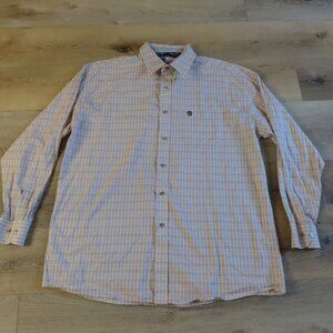 Wrangler Men's Beige and White Plaid Button Down Shirt Sz 2x